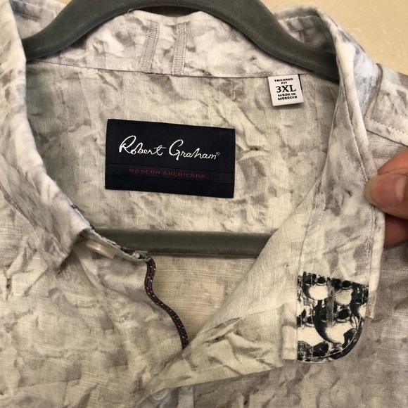 Robert Graham Marbella Short Sleeve Linen Blend Button-Up Shirt NWOT Plus Sz 3XL - Picture 4 of 16